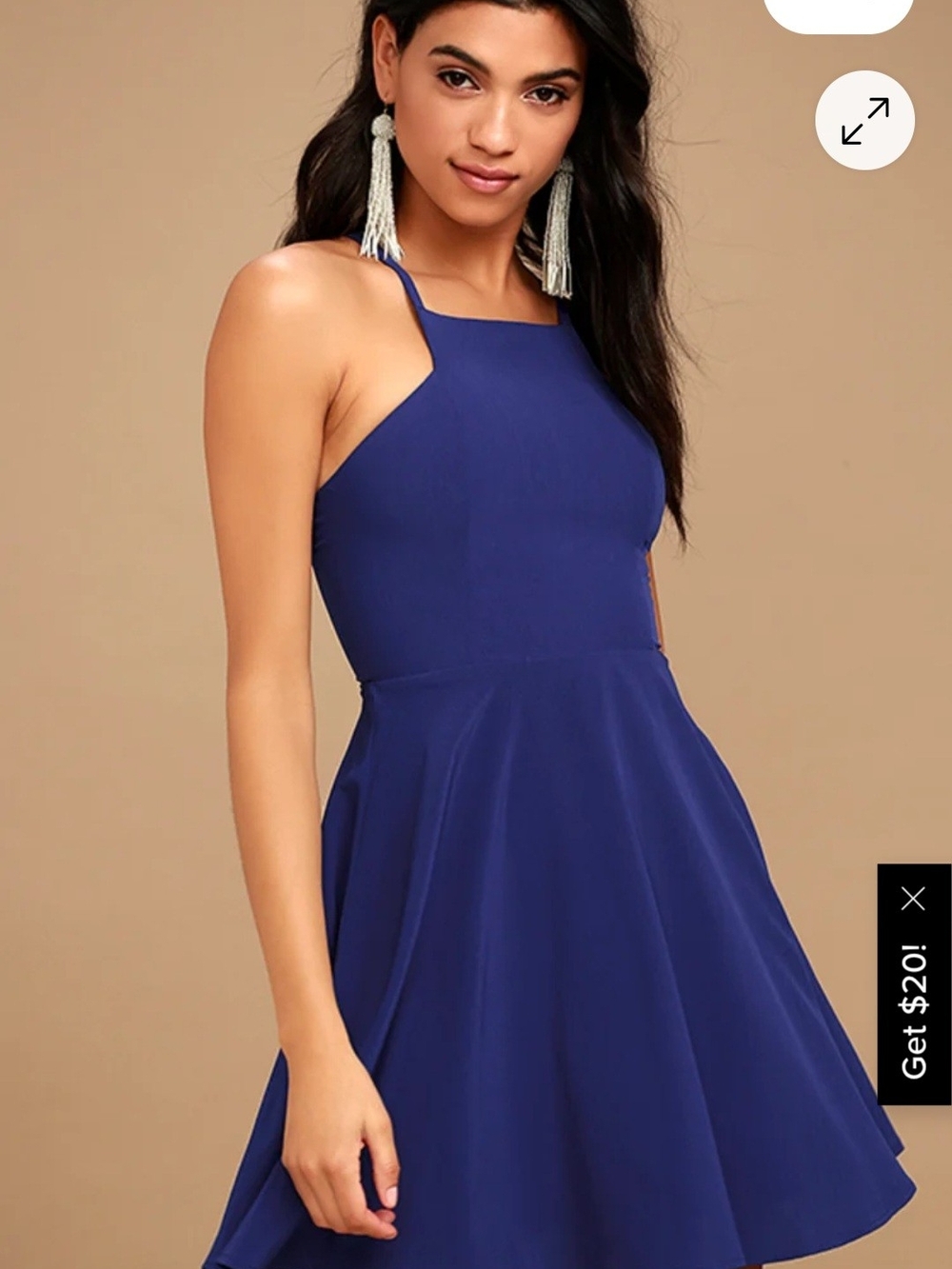 Lulu's Royal Blue Halter Mini Dress
